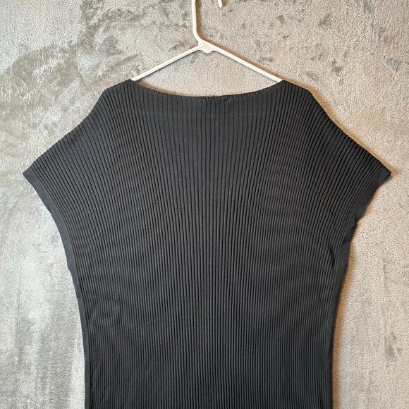 Eileen Fisher Ribbed Sweater Dress Tencel Boat Neck Cap Sleeve Pullover Gray 3X - Picture 5 of 7